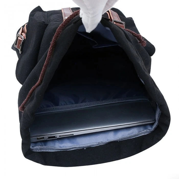 School Man Canvas Leather Backpack